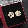 Rack Plating Brass Micro Pave Clear Cubic Zirconia Stud Earrings EJEW-H149-01G-3