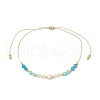 Adjustable Natural Amazonite & Quartz Crystal & Apatite Braided Bead Bracelets for Women BJEW-JB11619-05-2