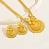 Flat Round with Flower Alloy Pendant Necklace & Stud Earring Sets FS-WGB1CDA-01-3