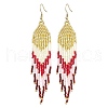 Bohemian Style TOHO Round Seed Tassel Dangle Earrings EJEW-MZ00153-1