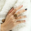Fashionable 304 Stainless Steel & Natural Picture Jasper Finger Rings FS-WG90577-27-1