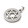 304 Stainless Steel with Rhinestone Pendants STAS-O005-27P-2