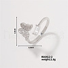Butterfly Brass Rhinestones Cuff Ring PI6789-4-1