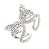304 Stainless Steel Cubic Zirconia Open Cuff Ring for Women RJEW-S406-05P-01-1