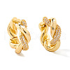 Elegant Brass Clear Cubic Zirconia Twisted Hoop Earrings XZ3454-1-3