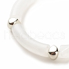 White Acrylic Curved Tube Chunky Stretch Bracelet with CCB Plastic for Women BJEW-JB08126-01-4