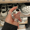 Heart Pattern Brass Adjustable Cuff Rings for Women FS-WG3442B-01-4