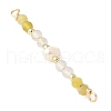 Faceted Round Natural Gold Rutilated Quartz & Yellow Opal & Potato Natural Cultured Freshwater Pearl Beaded Connector Charms PALLOY-JF03531-08-2