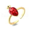 Brass Enamel Cuff Open Rings for Women RJEW-F184-13A-G-2