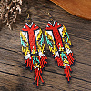 Bohemian Style Handmade Glass Seed Beads Tassel Dangle Earrings ER5285-2