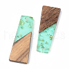 Transparent Resin & Walnut Wood Pendants RESI-S389-040A-B02-2