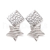 304 Stainless Steel Rhombus with Star Dangle Stud Earrings for Women EJEW-G328-14-2