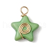 Dyed Synthetic Turquoise Copper Wire Wrapped Vortex Star Pendants PALLOY-JF03587-01-2