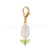 Tulip Opaque Acrylic & Glass Leaf Pendants Decorations HJEW-JM00949-2