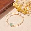 Natural Pearl & Green Aventurine Round Beaded Wrap Cuff Bangle BJEW-JB07923-04-2