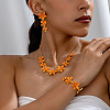 Flower Brass Enamel Pendant Necklace & Stud Dangle Earring & Link Bracelet FS-WG7B9DC-02-1