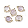 Brass Pave Natural Amethyts Faceted Flat Round Connector Charms G-U028-04G-09-1