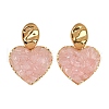 304 Stainless Steel Heart Dangle Stud Earrings EJEW-Z096-01G-B01-2