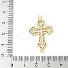 Brass Micro Pave Clear Cubic Zirconia Hollow Cross Connector Charms KK-C104-16G-3