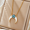 Stylish Brass White & Blue Enamel Evil Eye Double Hron Pendant Necklaces for Daily Parties ZO1615-1-1