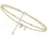 Heart & Letter Brass Crystal Rhinestone Charm Double Layer Anklets FS-WG6749C-20-1