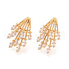 Claw-Shaped Brass Micro Pave Clear Cubic Zirconia Stud Earrings KK-N263-27G-1