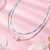 Mother's Day Jewellery Glass Beaded Double Layer Necklaces NJEW-MZ00070-01-1