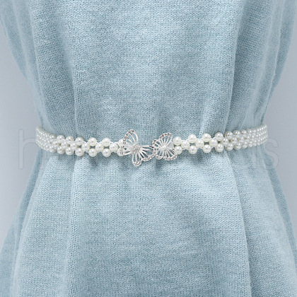 White Plastic Imitation Pearl Beaded Belly Chains WG08E5B-02-1