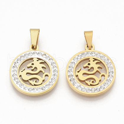 201 Stainless Steel Filigree Pendants STAS-N089-44G-1