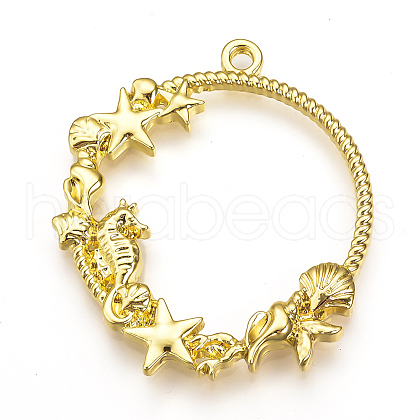 Rack Plating Alloy Open Back Bezel Pendants X-PALLOY-Q351-32G-FF-1