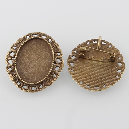 Vintage Alloy Brooch Cabochon Bezel Settings X-PALLOY-O038-30AB-NF-1