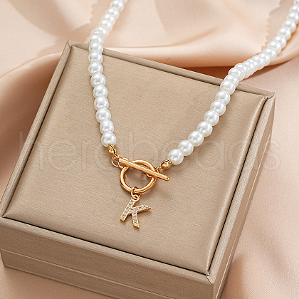 Alloy Crystal Rhinestone Letter Pendant Necklaces FS-WG0709C-06-1
