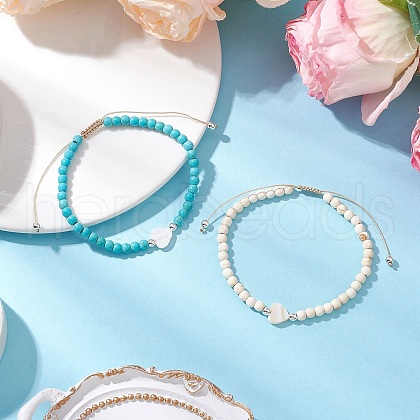 2Pcs 2 Colors Synthetic Turquoise Beads Bracelets BJEW-JB11612-1