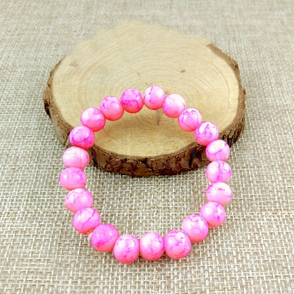Glass Imitation Natural Agate Round Beaded Stretch Beaded Bracelets WG8D788-13-1