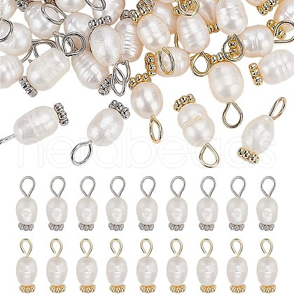 40Pcs 2 Colors Natural Cultured Freshwater Pearl Potato Charms PALLOY-HY00044-1
