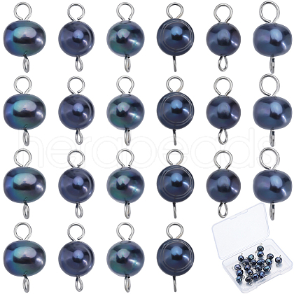 Natural Cultured Freshwater Pearl Potato Connector Charms PALLOY-SC00015-1