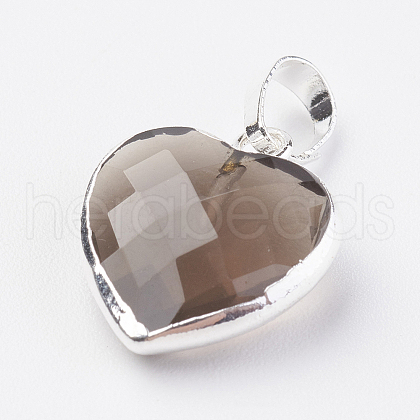 Natural Smoky Quartz Pendants X-G-G737-14F-S-1