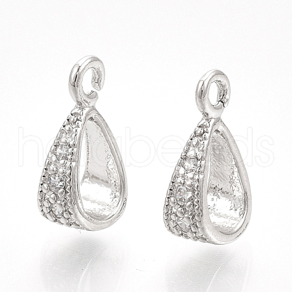 Brass Cubic Zirconia Tube Bails X-KK-S350-380P-1
