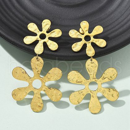 304 Stainless Steel Dangle Stud Earrings for Women EJEW-K268-12D-G-1