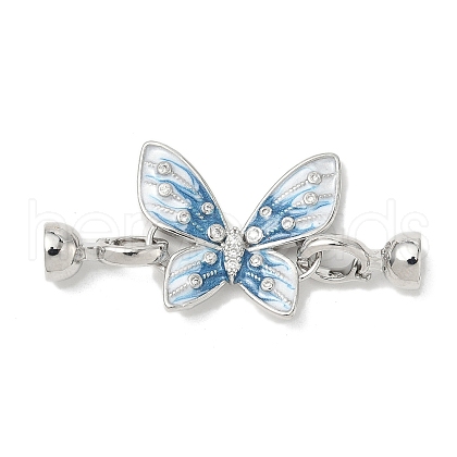 Butterfly Brass Micro Pave Clear Cubic Zirconia Fold Over Clasps KK-U059-44P-1