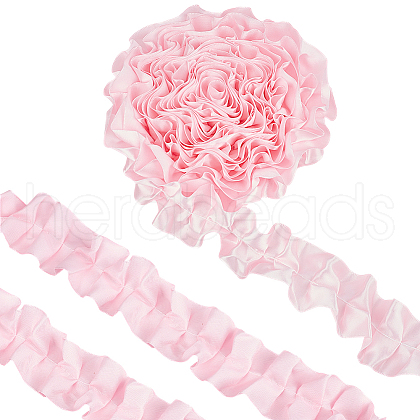 5 Yards Polyester Ruffled Trimming Lace Ribbon OCOR-WH0091-76B-1