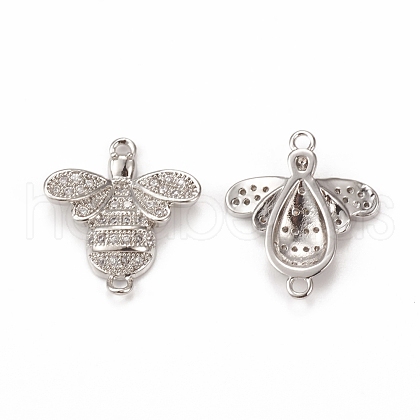 Brass Micro Pave Cubic Zirconia Connector Charms KK-E068-VB363-1