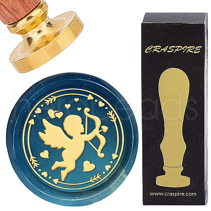 Brass Wax Seal Stamps with Wood Handle AJEW-WH0412-0143-1