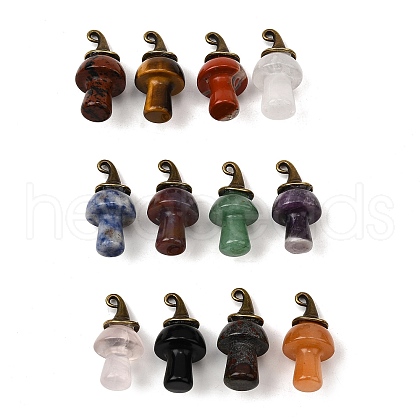 Natural Mixed Gemstone Mushroom Pendants G-D311-02AB-1