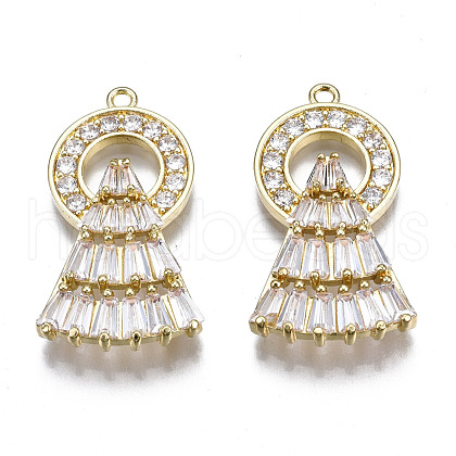 Brass Micro Pave Clear Cubic Zirconia Pendants ZIRC-S069-036G-1
