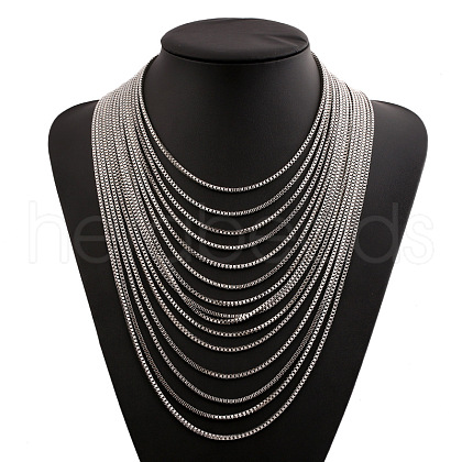Alloy Box Chain Multi-Layered Necklaces for Women FS-WG891B2-02-1
