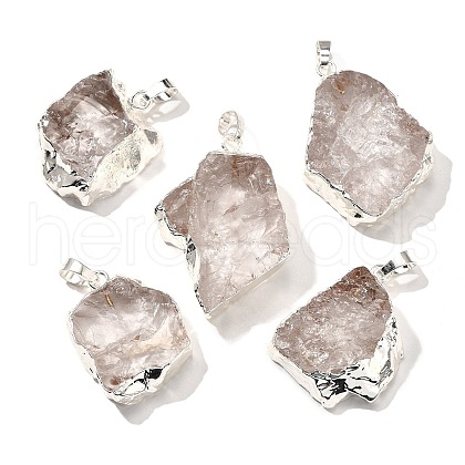 Raw Rough Natural Dyed Quartz Crystal Pendants G-G895-05S-01-1