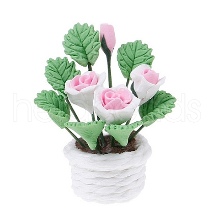 Polymer Clay Flower Pot Ornaments PW-WG32562-01-1