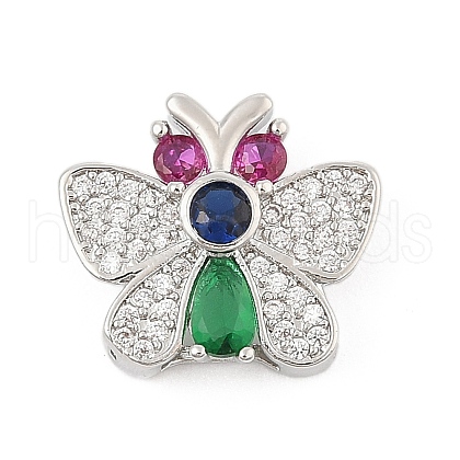 Brass Micro Pave Cubic Zirconia Slide Charms ZIRC-I068-22P-02-1