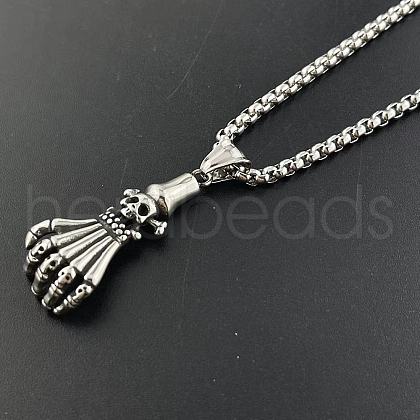 Retro Rock Punk Men's Skull Stainless Steel Pendant Necklaces SP0415-1